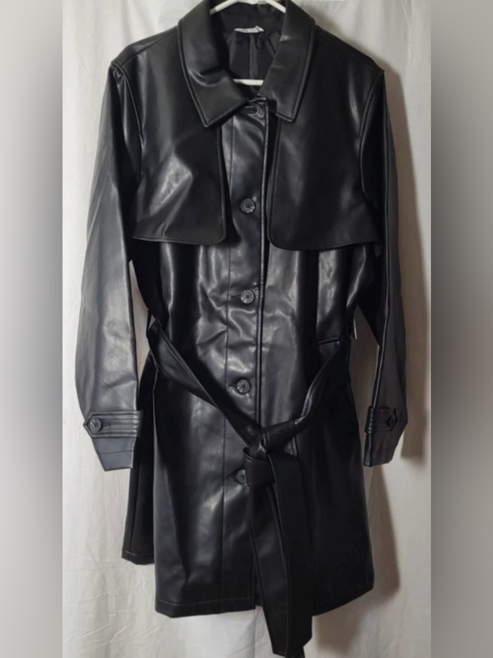 Time & Tru faux leather trench coat XL